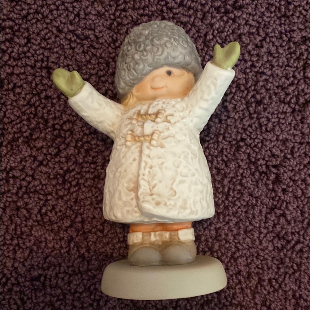 Memories of Yesterday Charming Winter Figurine with Gray Hat